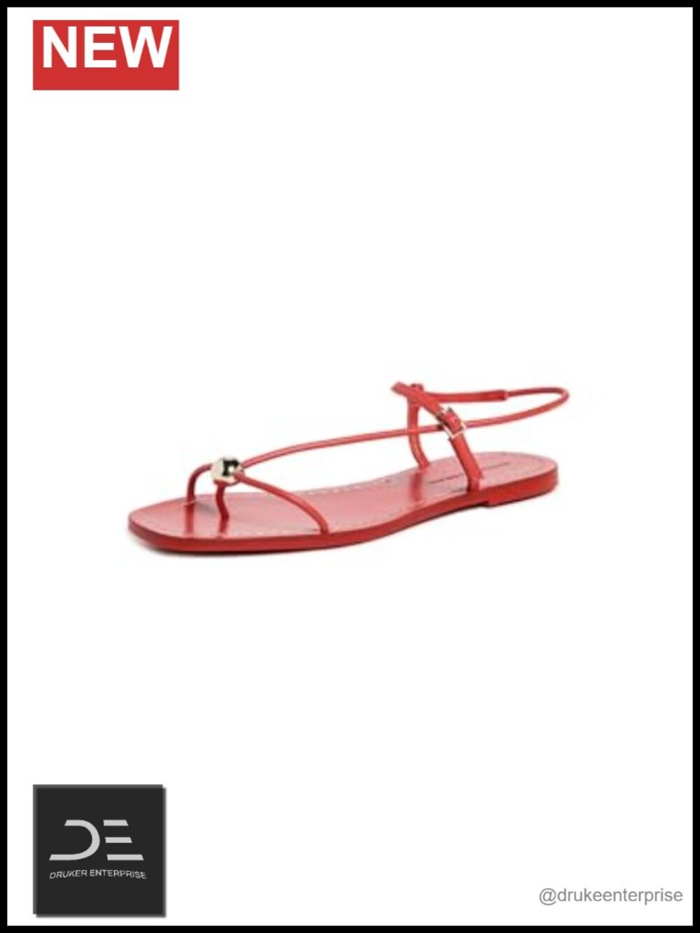 Strappy Flat Sandals with Ball Ankle Strap Lambskin Leather